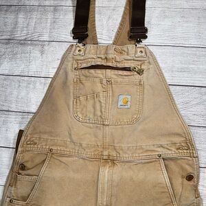 Carhartt Tan Cotton Canvas Bib Overalls size 38X32